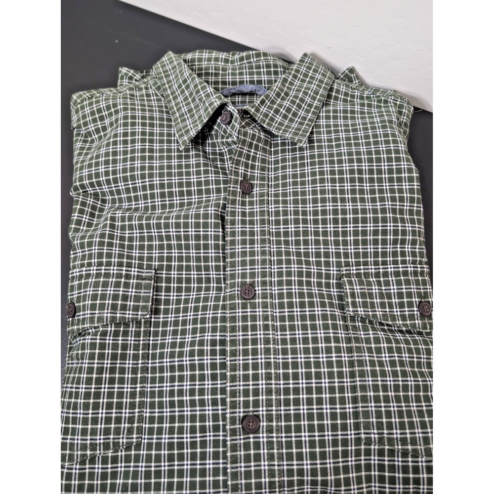 Outdoor Life Men's XXL Green Plaid Long Sleeve Button Down Relaxed Heavy Cotton